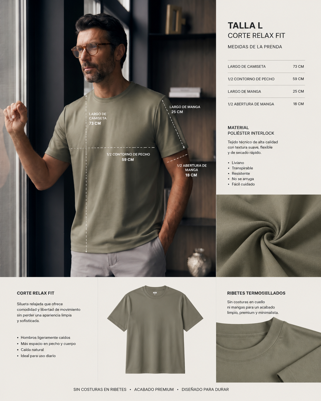 Guía de tallas Camiseta 25D657-1 Azul Oscuro Para Hombre