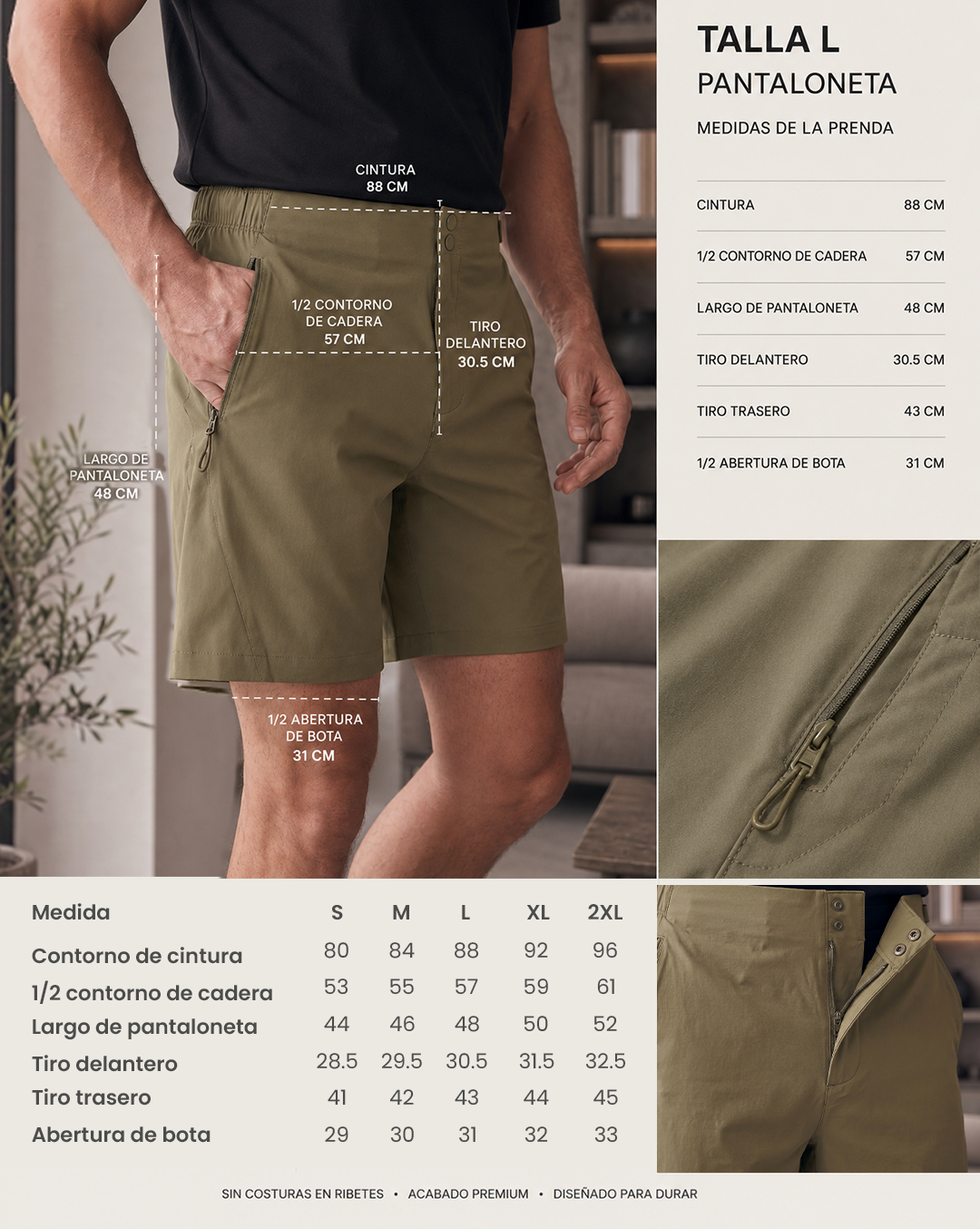 Guía de tallas Pantaloneta 25D668 Azul Rey Para Hombre