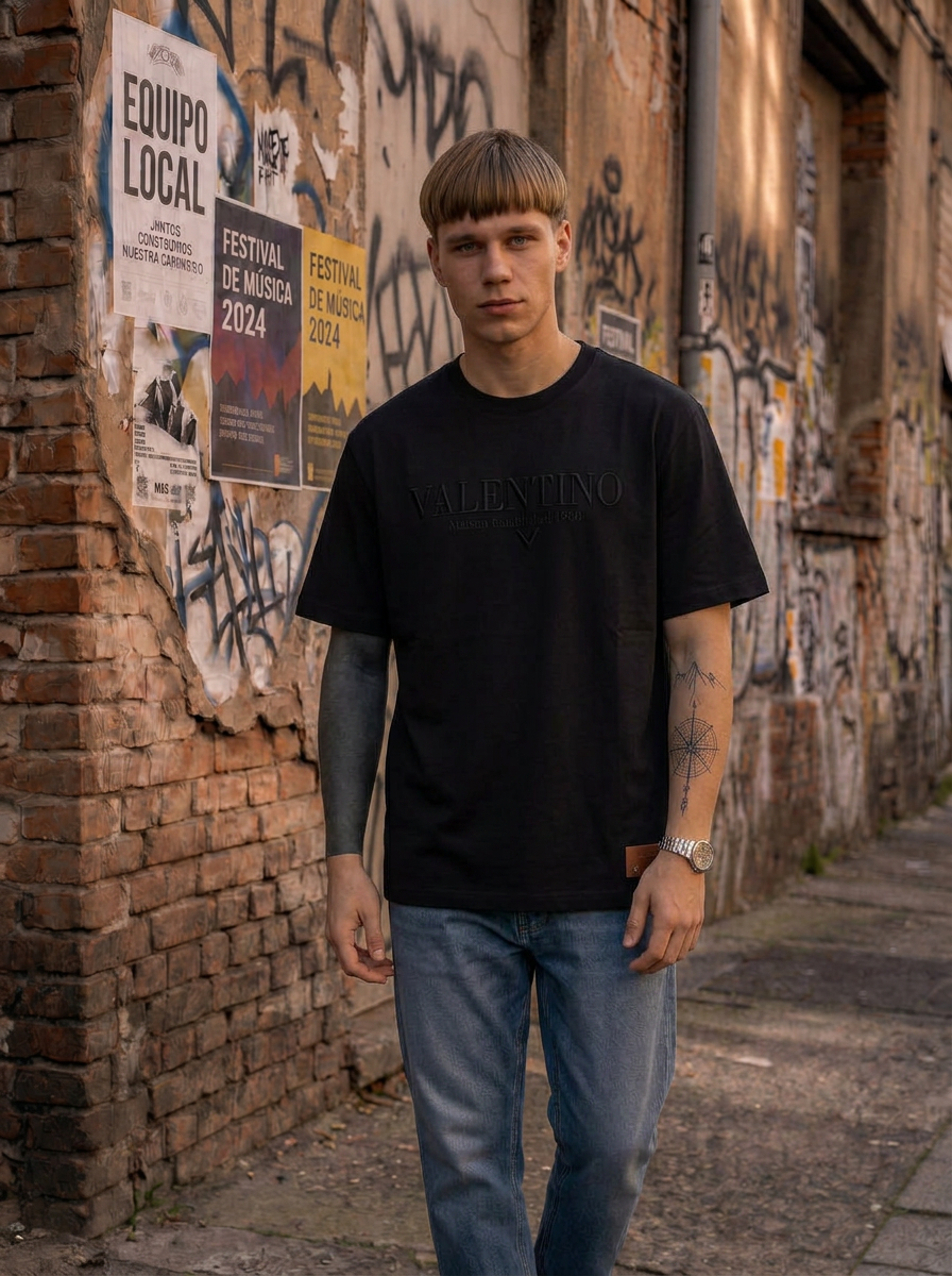 Camiseta 786492 Estampada Negra Para Hombre