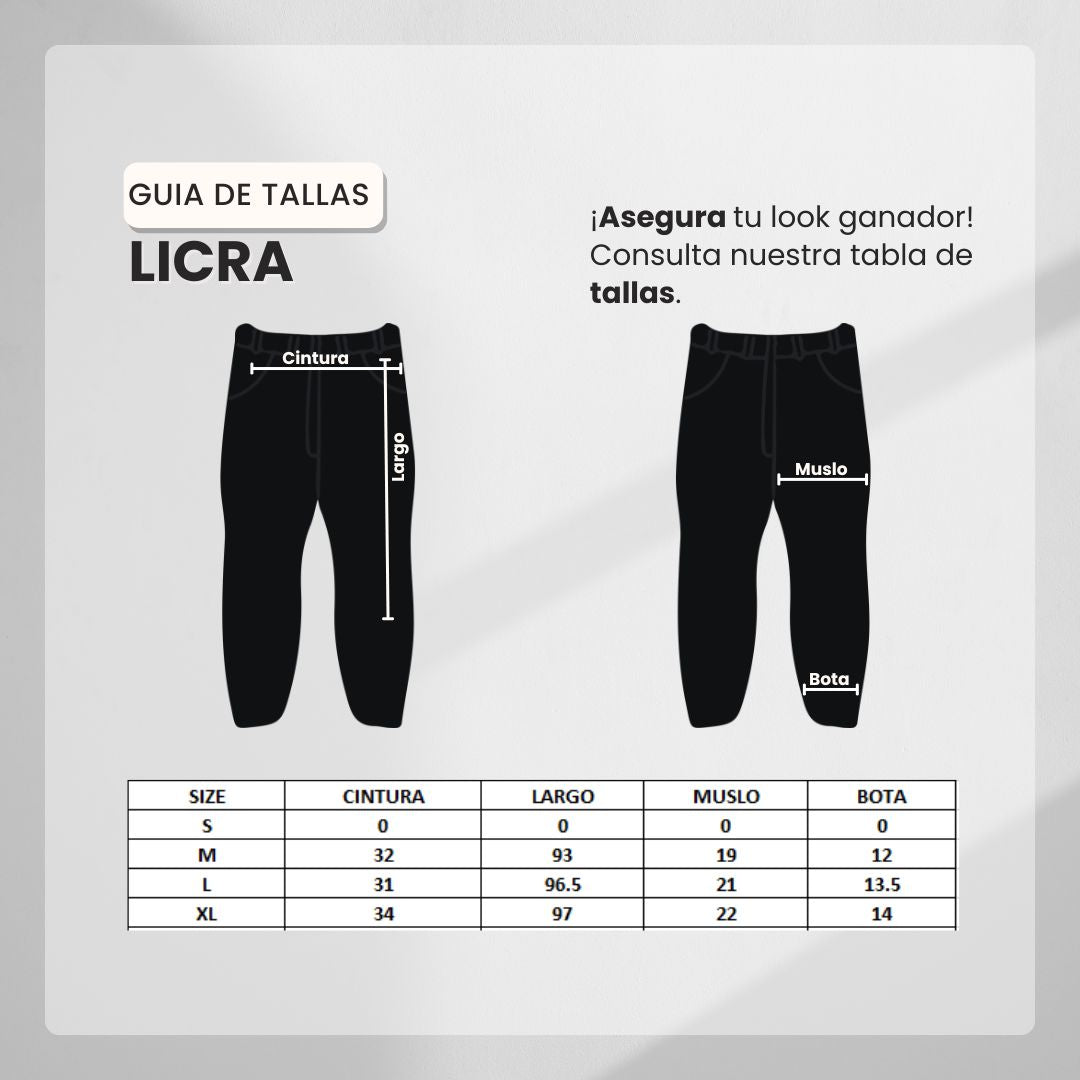 Guía de tallas Licra Larga Deportiva Negra Para Hombre Ref. UND01