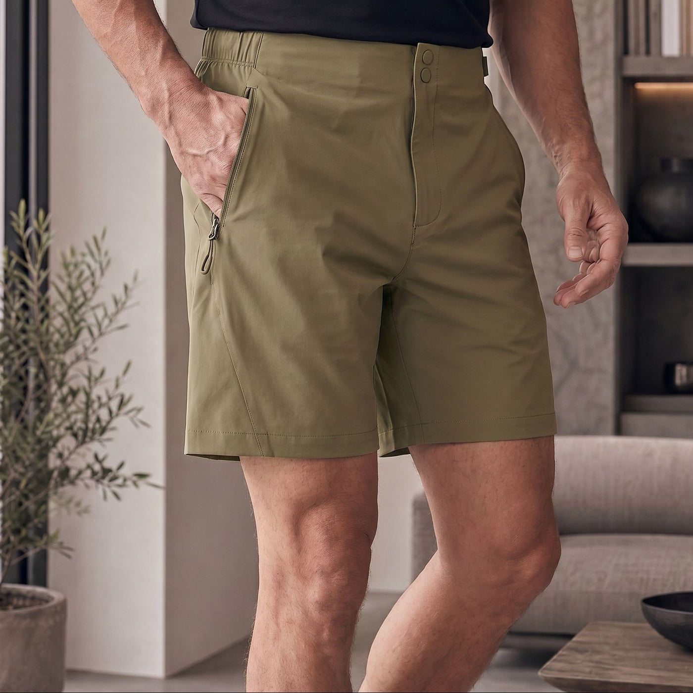 Pantaloneta 25D668 Verde Oliva Para Hombre