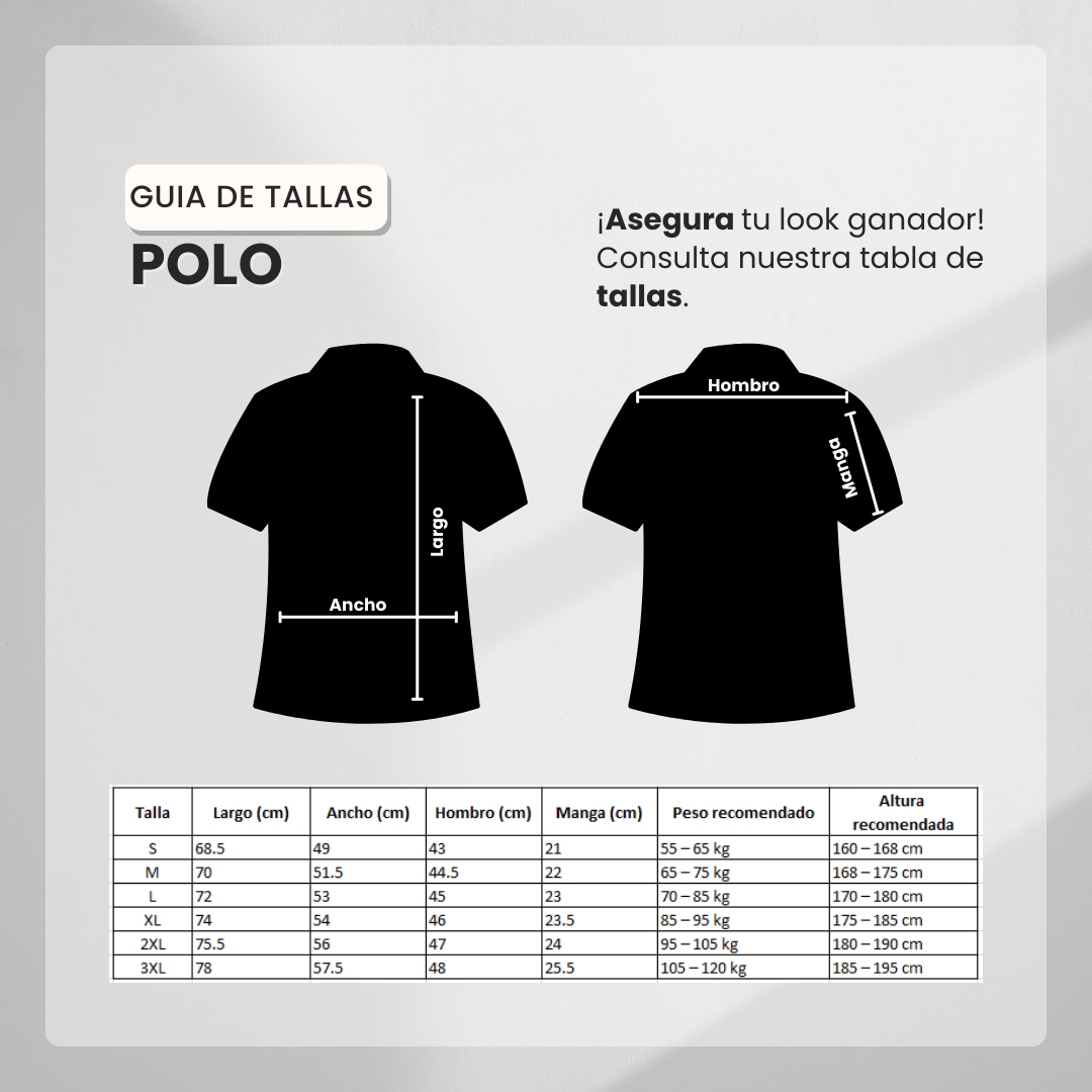 Guía de tallas Camiseta 22369# Tipo Polo Roja Para Hombre