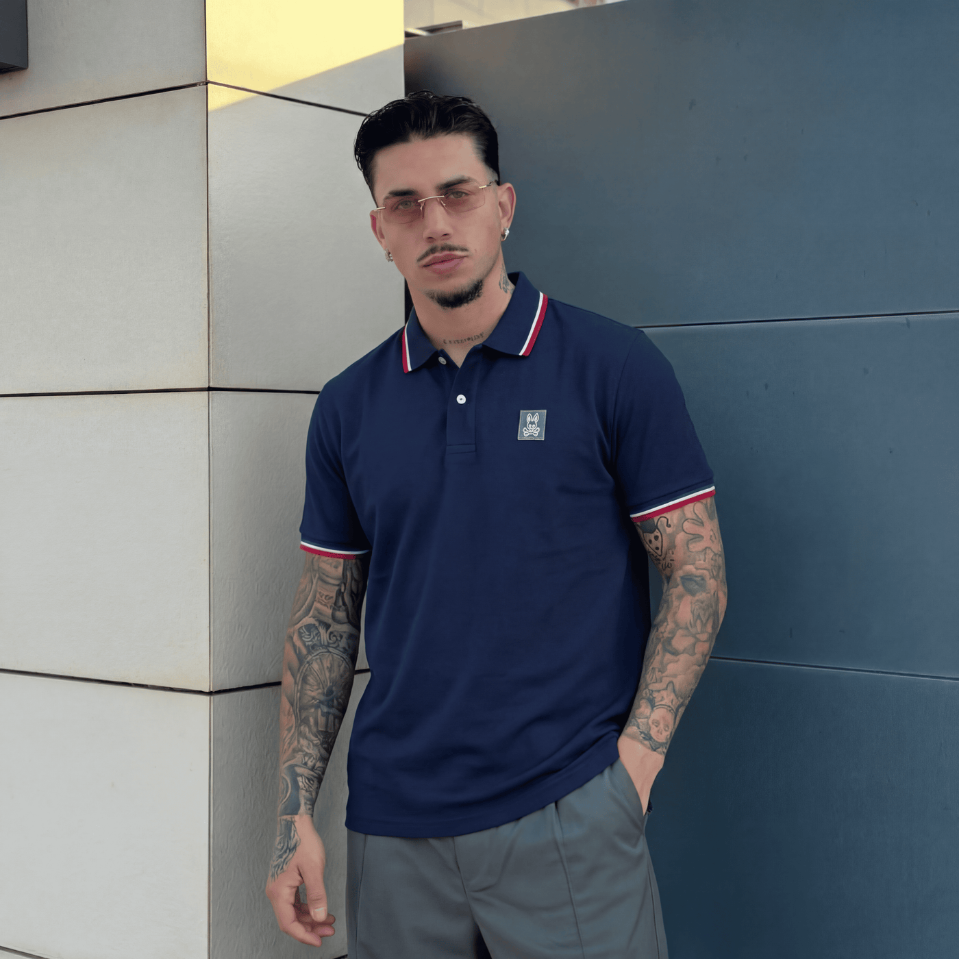 Camiseta 8287-8# Tipo Polo Azul Oscuro Para Hombre