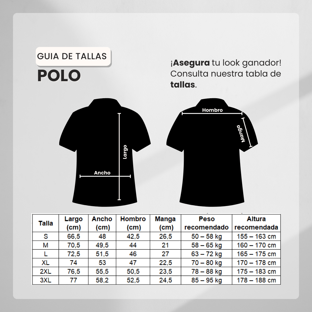 Guía de tallas Camiseta 918007 Tipo Polo Blanco para hombre