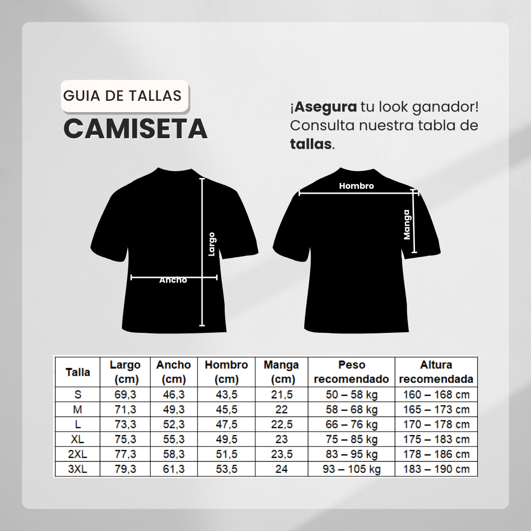 Guía de tallas Camiseta 66044 Basica Negro para hombre