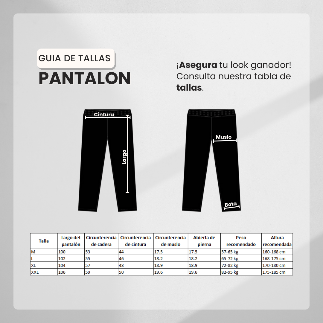 Guía de tallas Pantalón PANTS01 Gris Oscuro Para Hombre