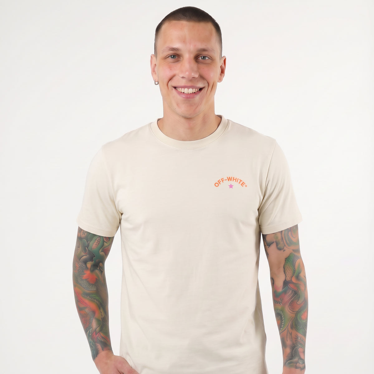 Camiseta 66792 Estampada Crema Para Hombre