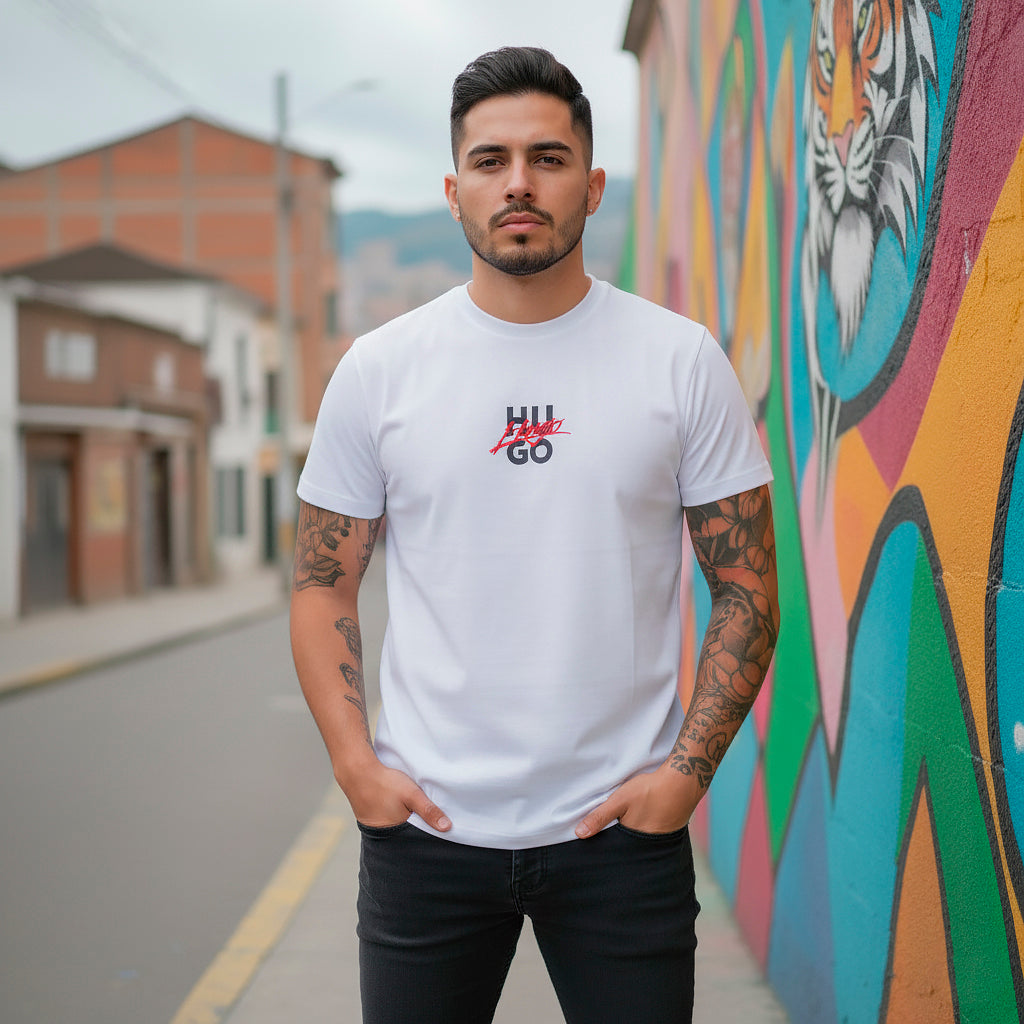 Camiseta 66040 Estampada Blanca Para Hombre