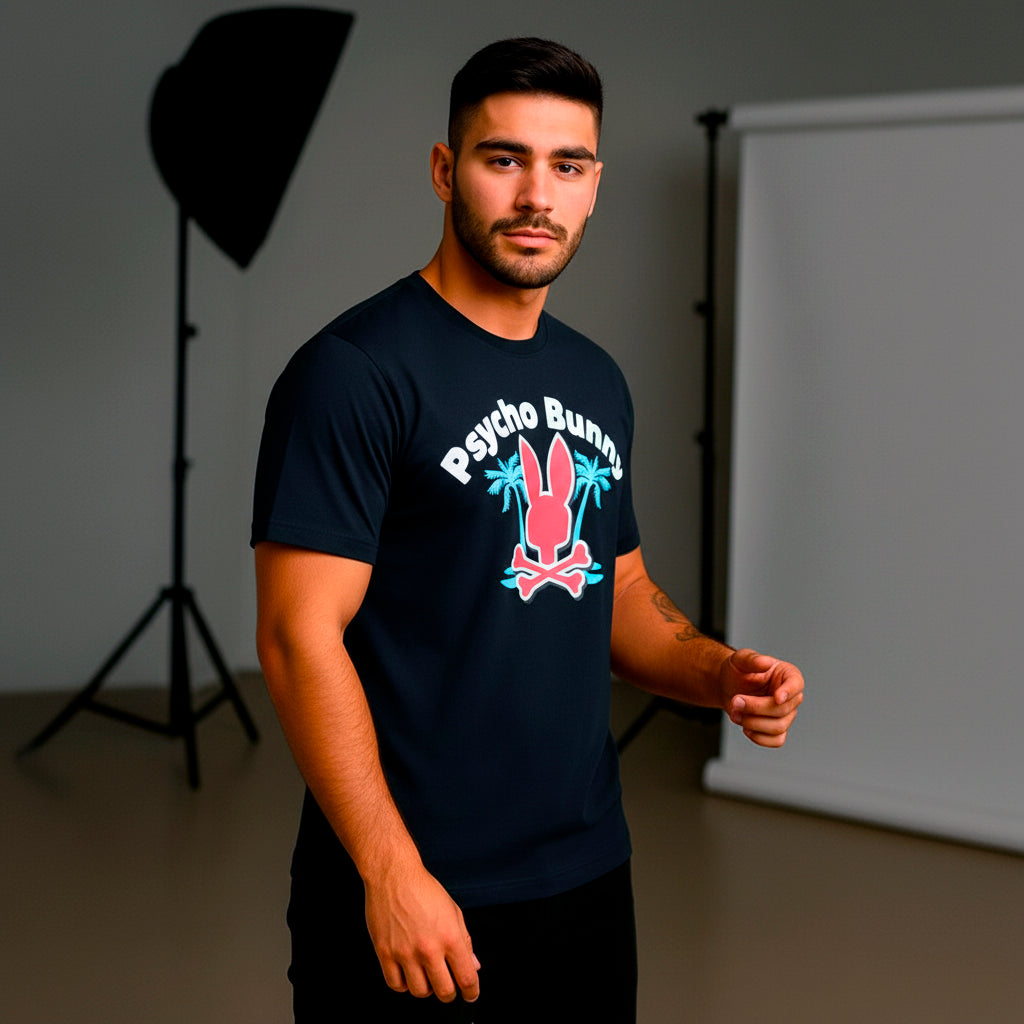 Camiseta 66610 Estampada Negra Para Hombre
