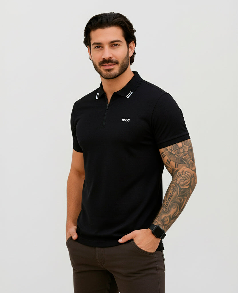 Camiseta 22362-1 Tipo Polo Negra Para Hombre