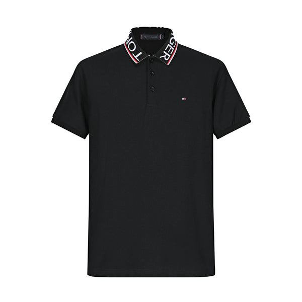 Camiseta TM008# Tipo Polo Negra Para Hombre