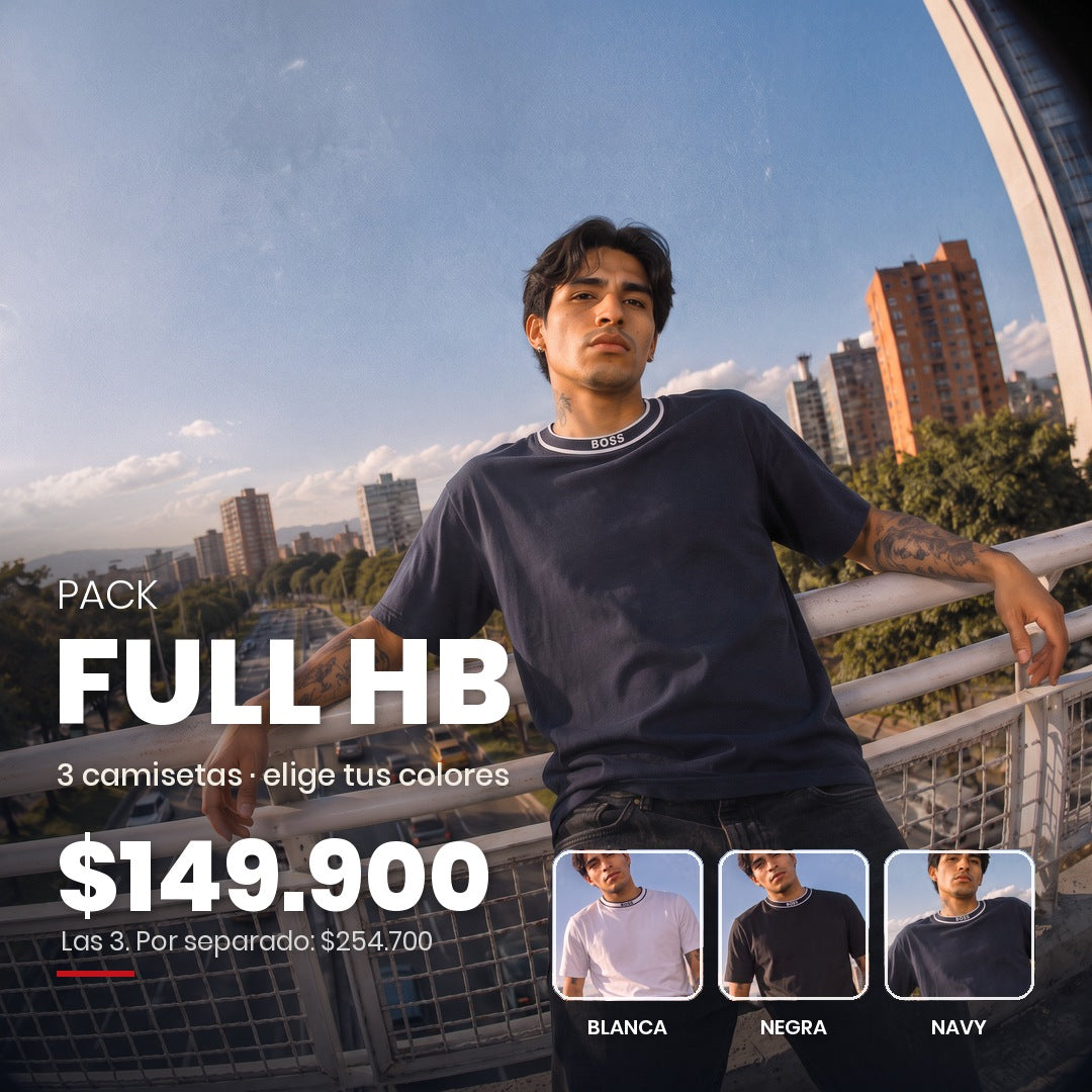 Pack Full HB: 3 camisetas por $149.900, por separado $254.700